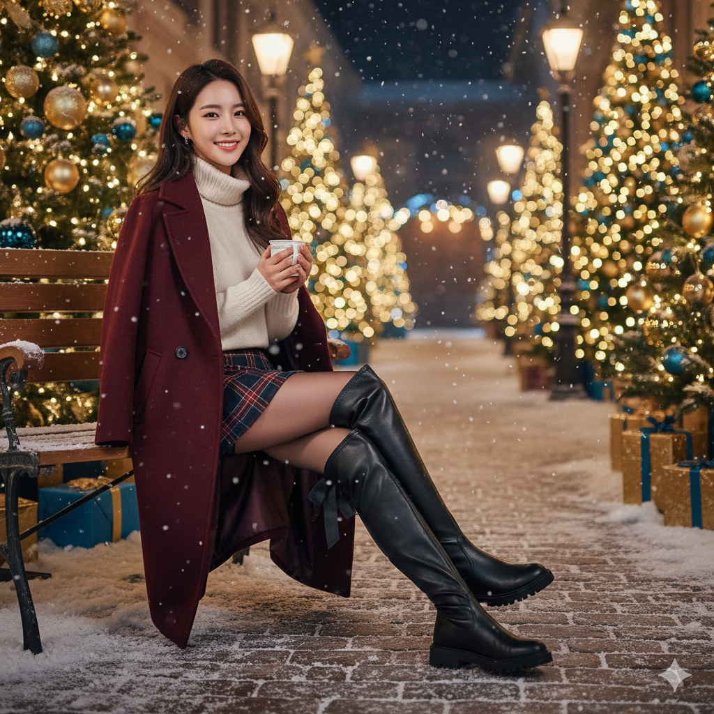 冬日女神・後蝴蝶結膝上靴