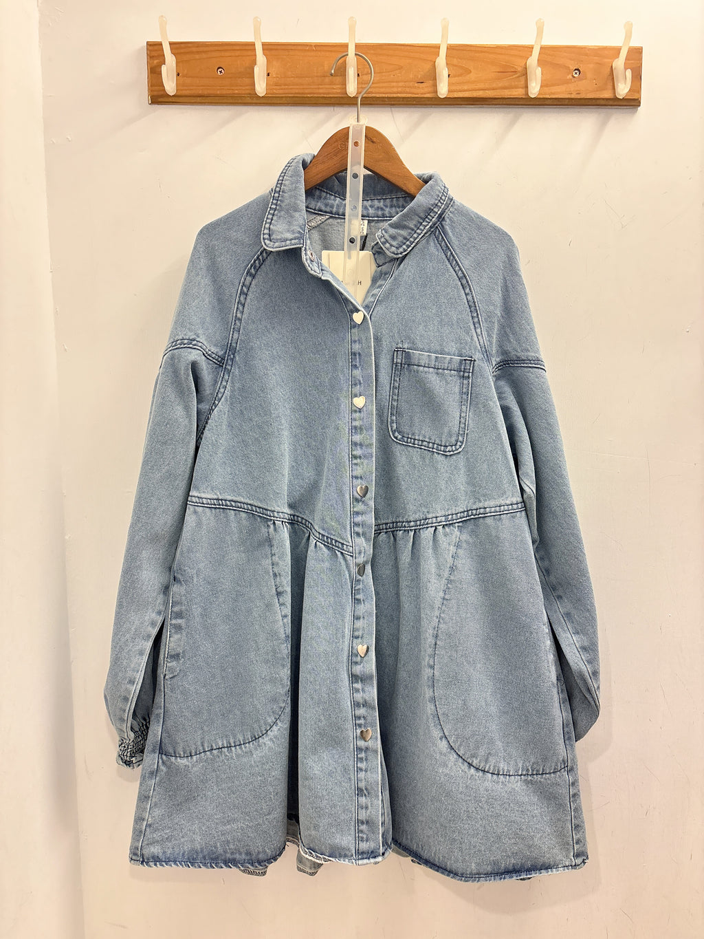 愛心釦牛仔洋裝