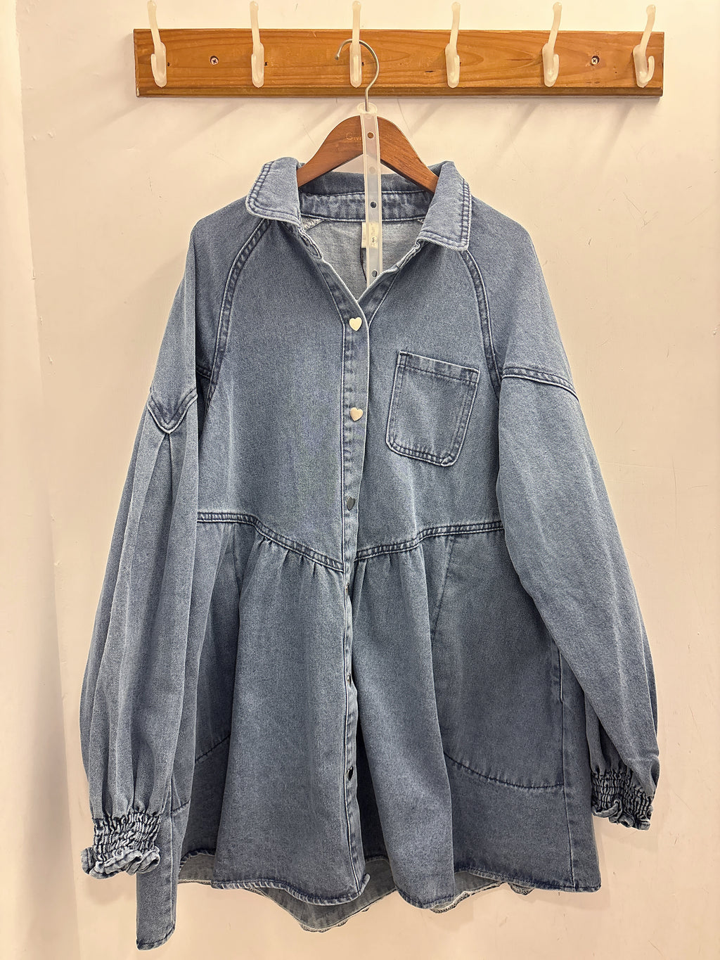 愛心釦牛仔洋裝